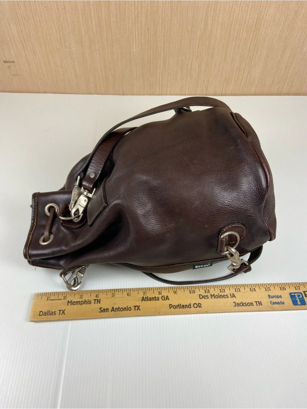 Vintage Rugby North America Brown Leather Bucket Backpack 🤎